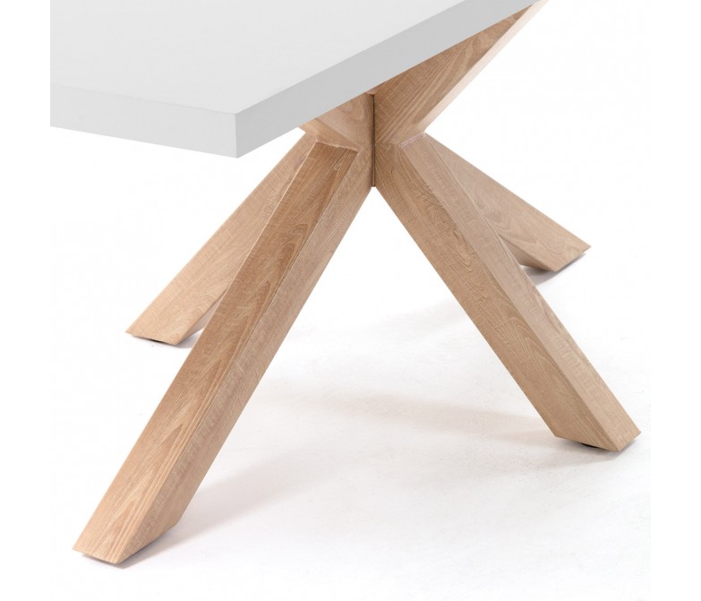 Mesa de comedor rectangular con patas de acero efecto madera DS340NWRY