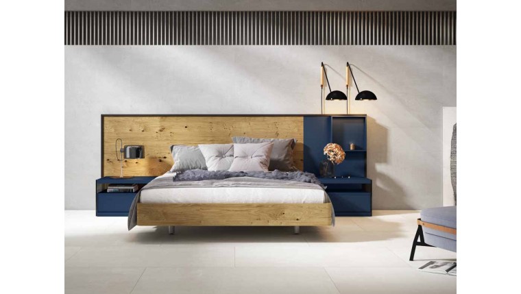 Dormitorio diseño vanguardista con detalles en azul 756