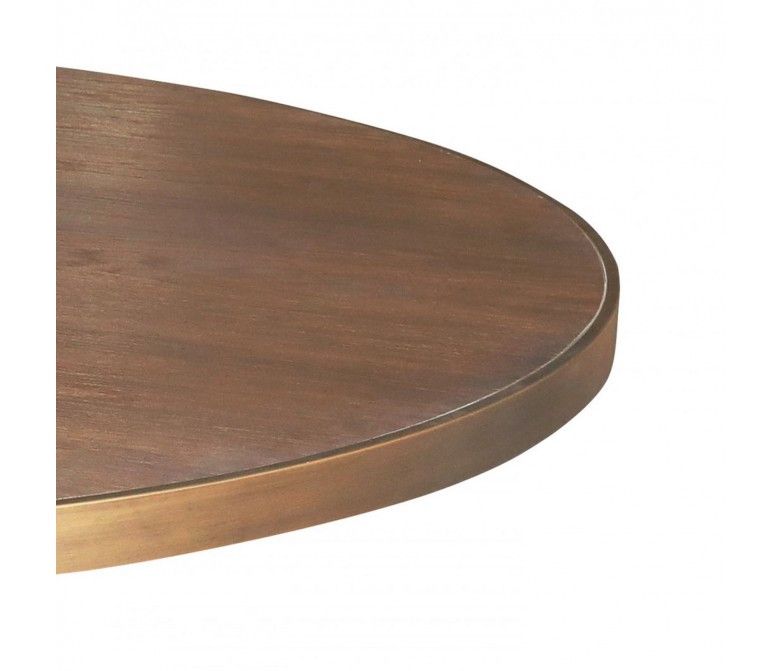 Mesa de comedor redonda de madera y metal dorado DS63568811NK